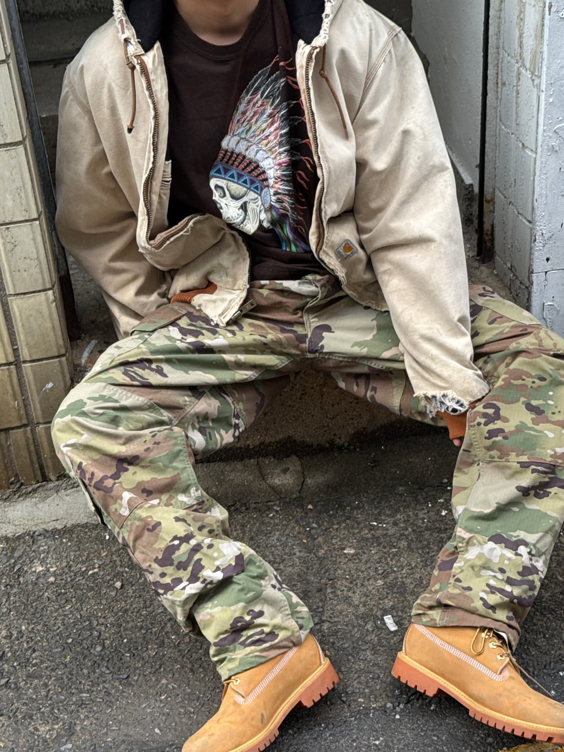 스컬 인디언 선페이딩 반팔 티셔츠(HT20) 상품이미지3