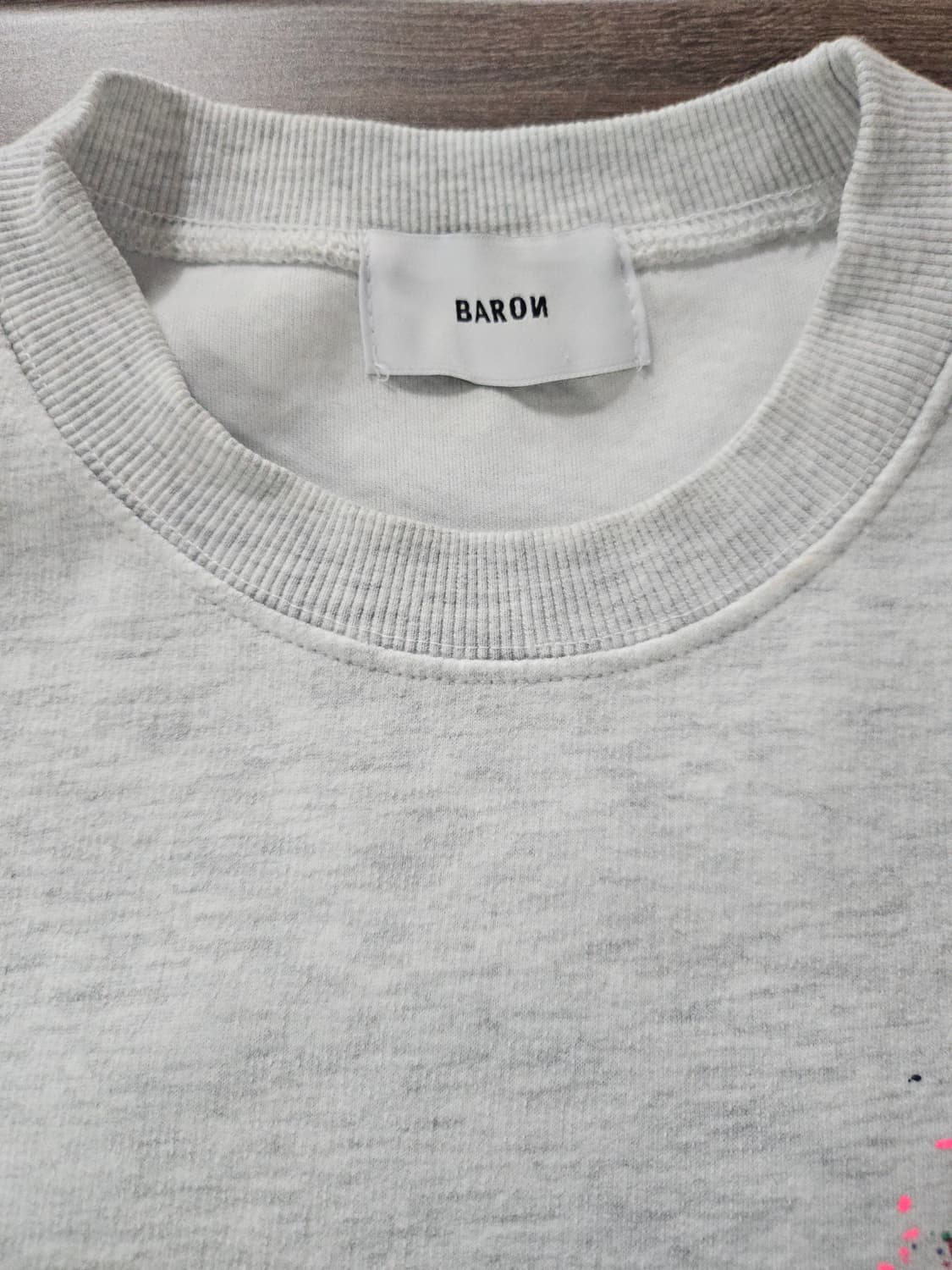 BARON  플라워 스마일 맨투맨 티셔츠 그레이  XL 남여공용 상품이미지2