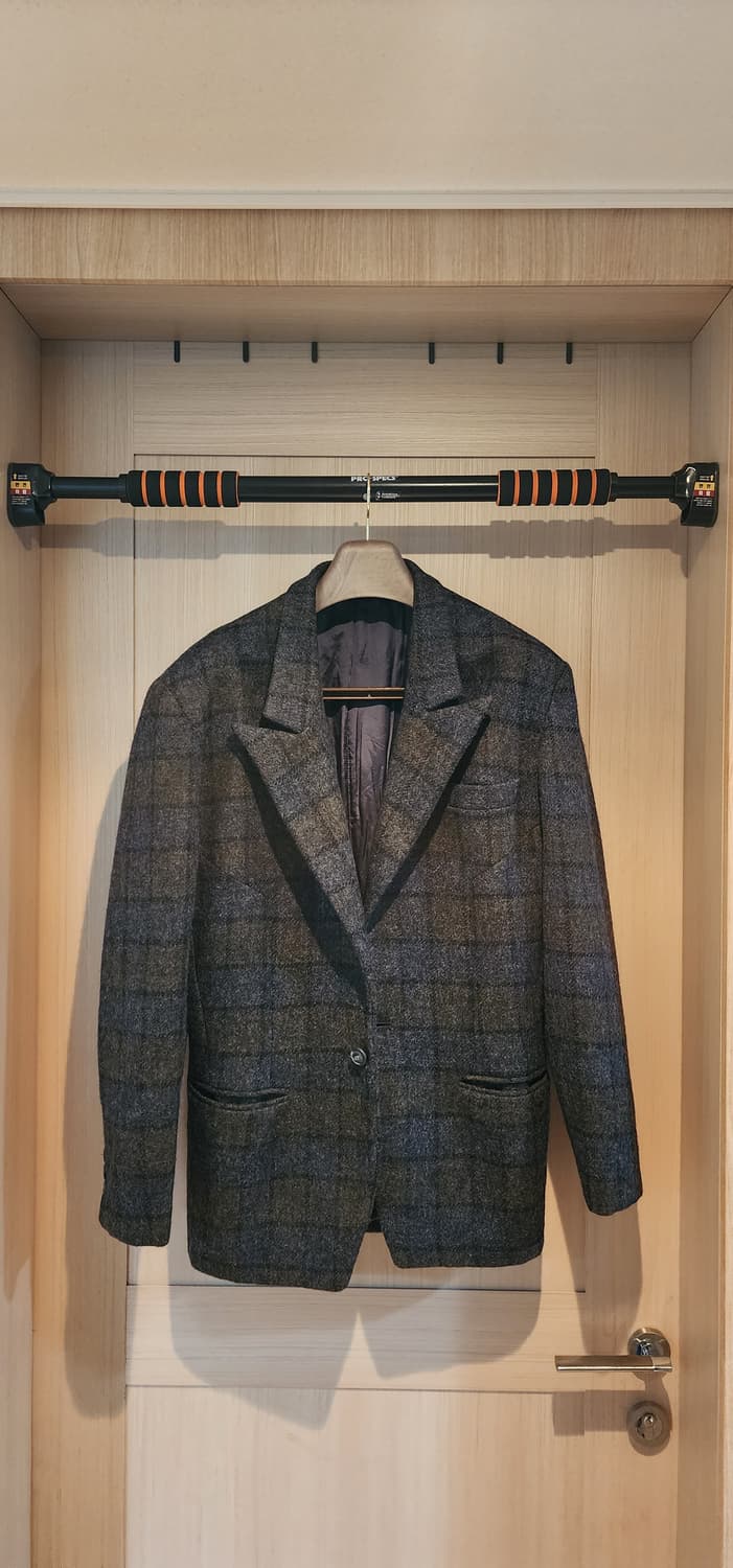 그린/그레이 체크 모직자켓 XL 상품이미지1