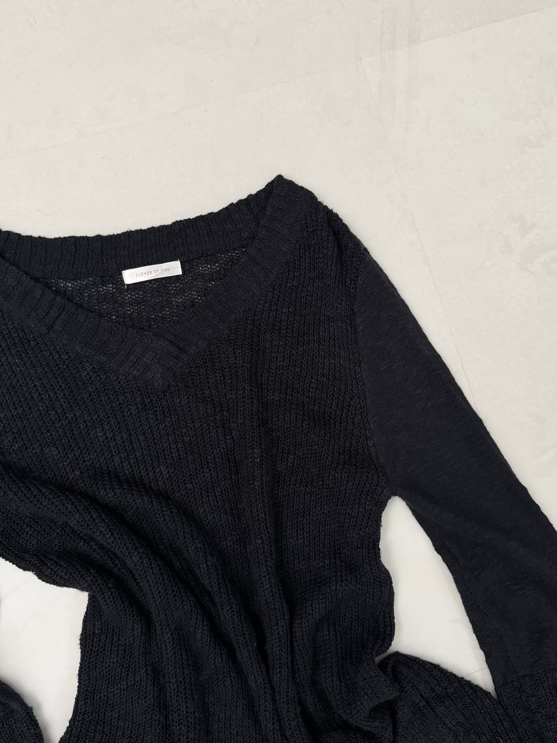 네이비 사이드 셔링 니트 상품이미지6