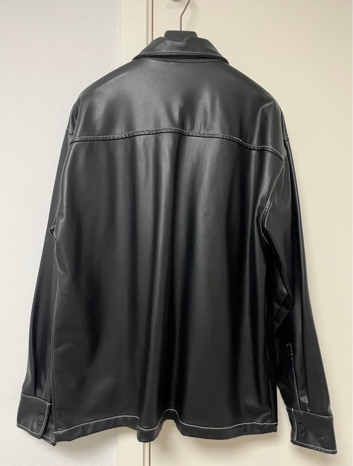 [새상품] ZARA 자라 블랙 레더 오버 셔츠 자켓 상품이미지2