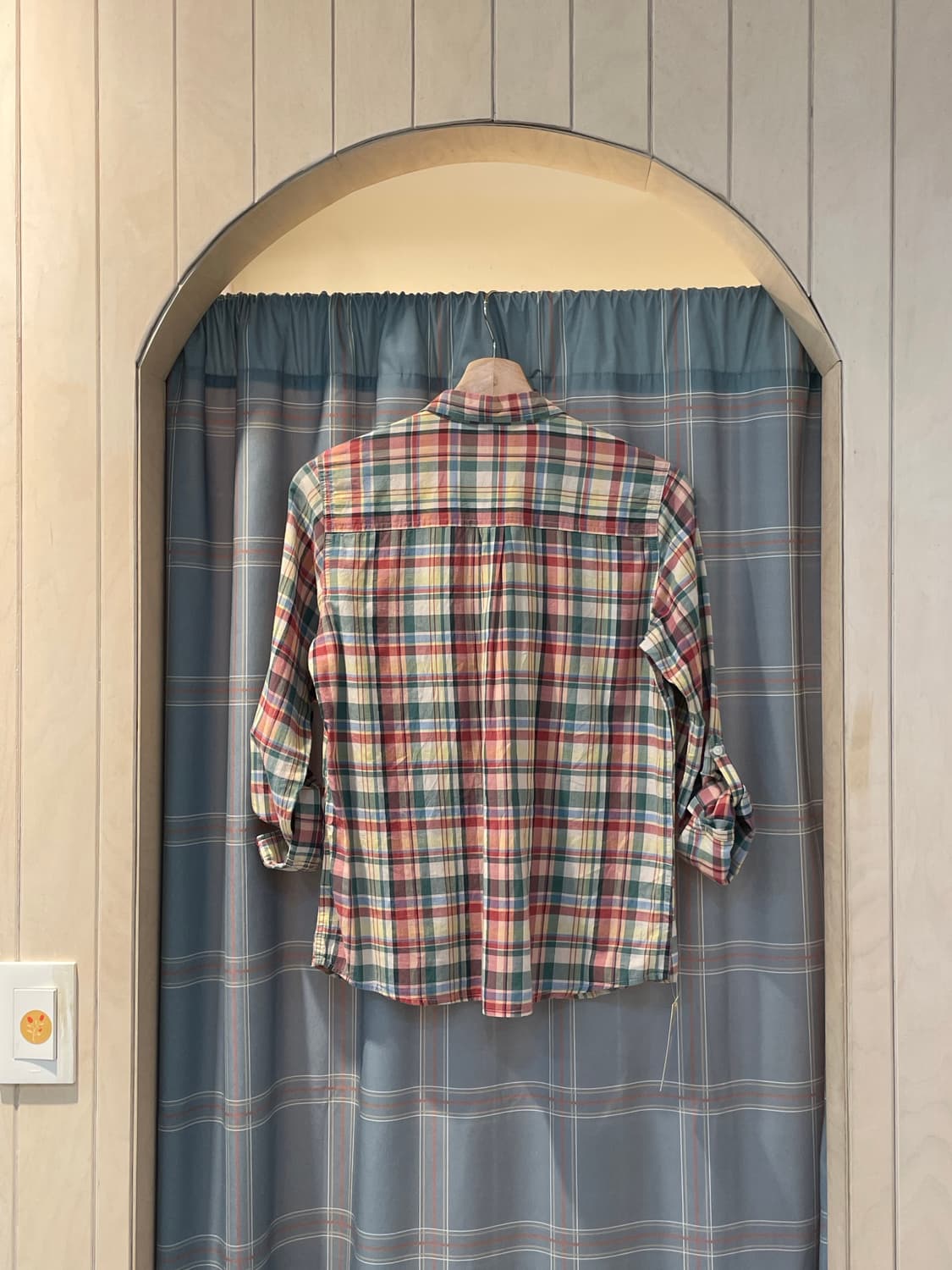 일본빈티지 셔링 체크롤업셔츠 상품이미지5