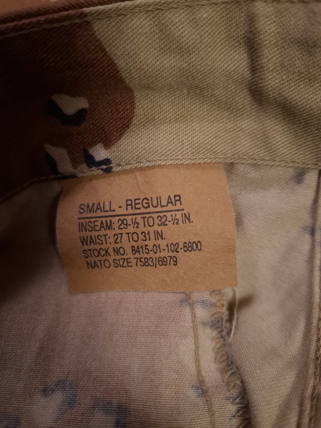 오리지날 미군 지급용 90's 걸프전 사막육색 BDU 바지 상품이미지3