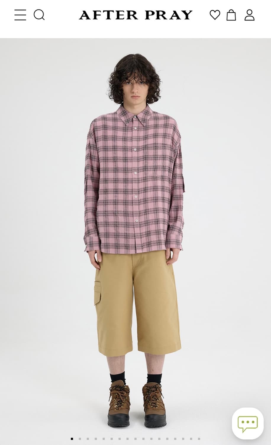 애프터프레이 오버 체크 브라이트 셔츠 더스티핑크 상품이미지2