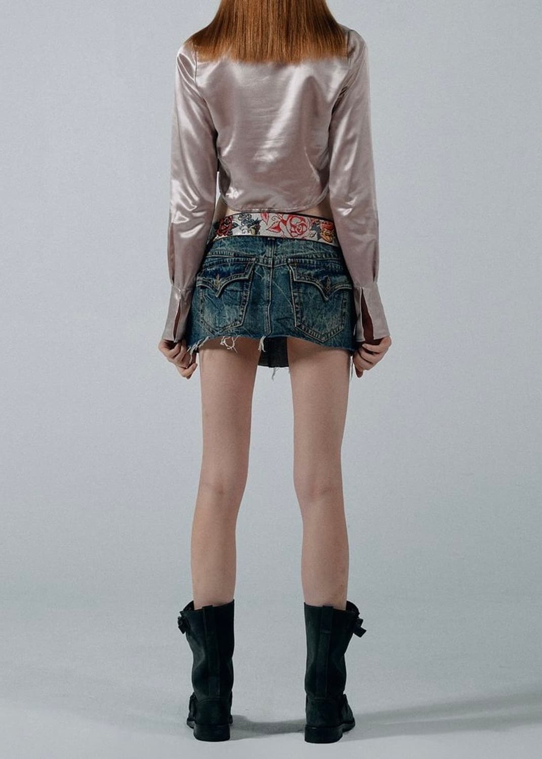 스컬프터 빈티지 마이크로 데님 스커트 xs 27 미니 워싱 웨스턴 에스닉 상품이미지4