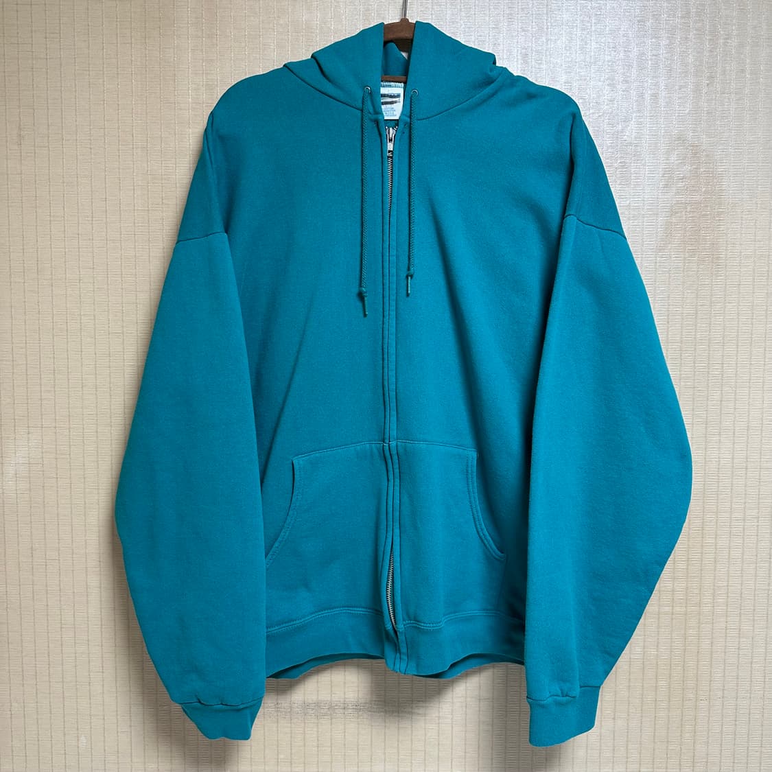 90s 빈티지 에메랄드 블루 후드 집업 L사이즈 상품이미지1