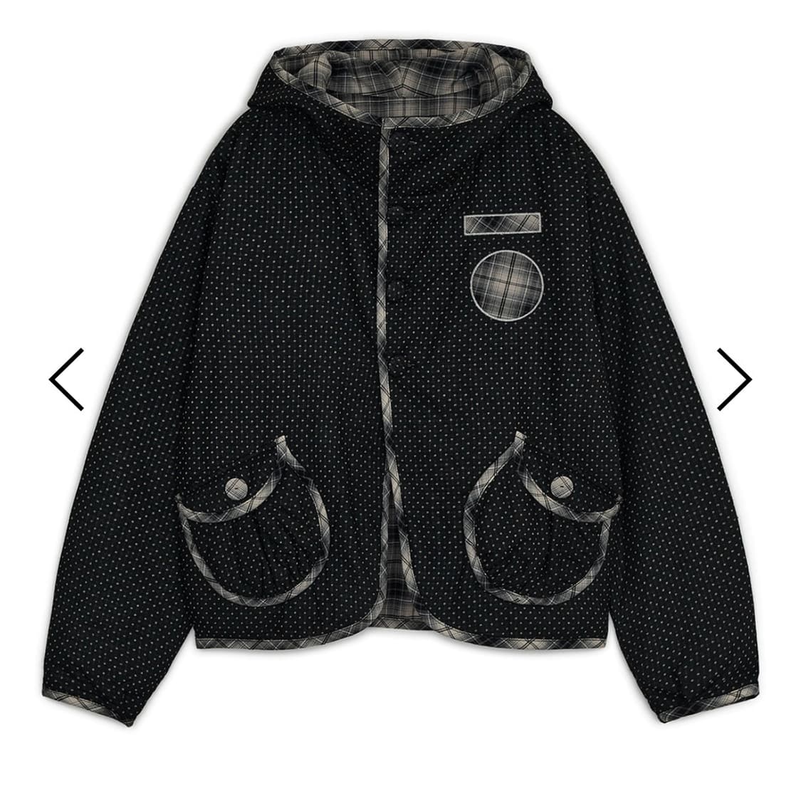 허그유어스킨 체크 리버시블 후드 자켓 블랙 상품이미지1