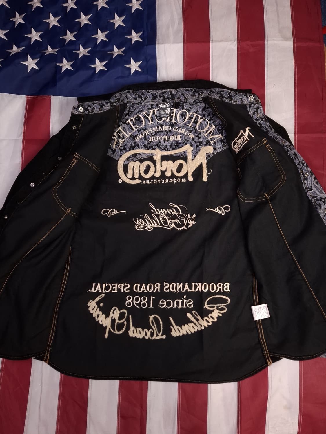 새제품급 일본판 노튼 코듀로이 자수 레이싱 셔츠 상품이미지10