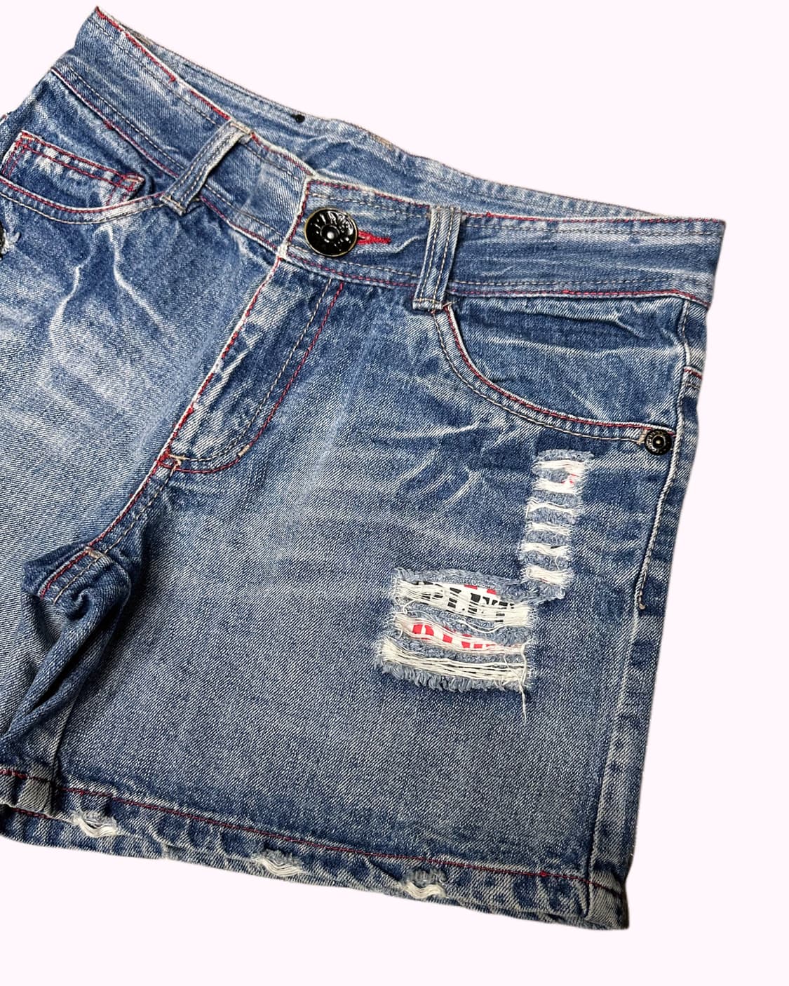 disstressed lettering denim shorts 상품이미지4