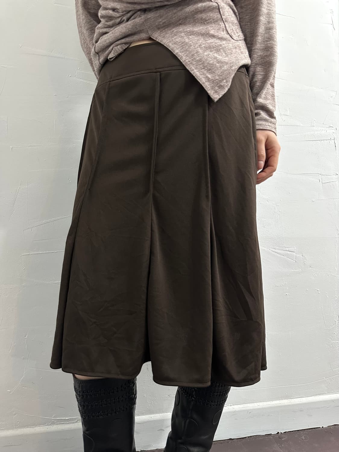 brown pleats skirt 상품이미지2