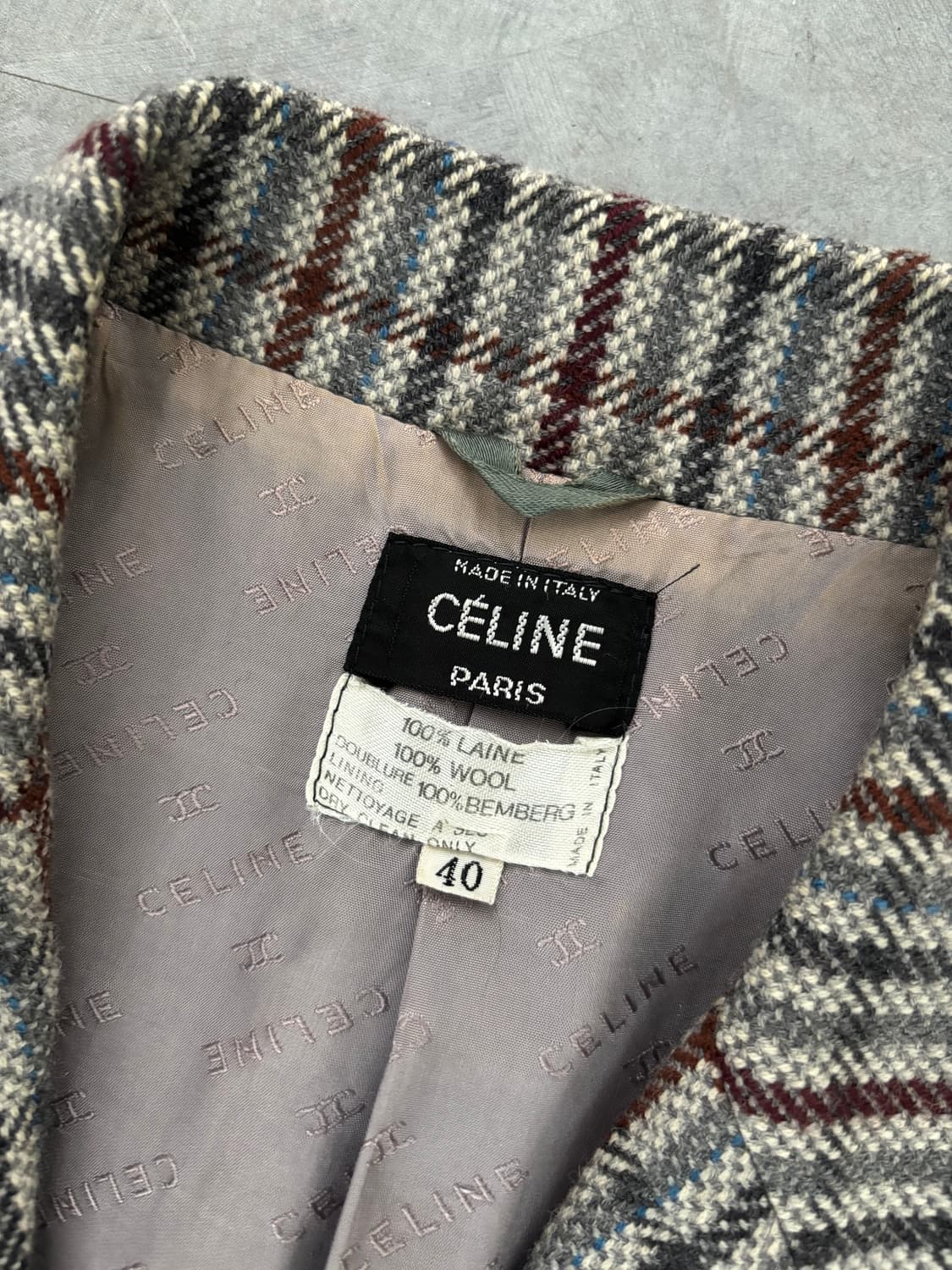 Celine 셀린느 90‘s 울 체크 블레이저 자켓   상품이미지6