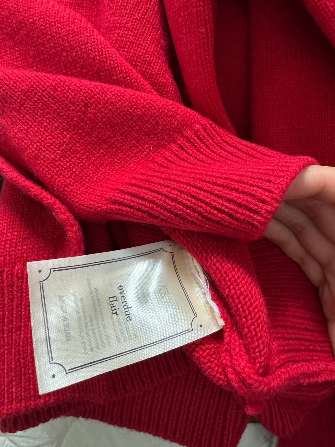 오버듀플레어 울 가디건 레드 프리사이즈 상품이미지5