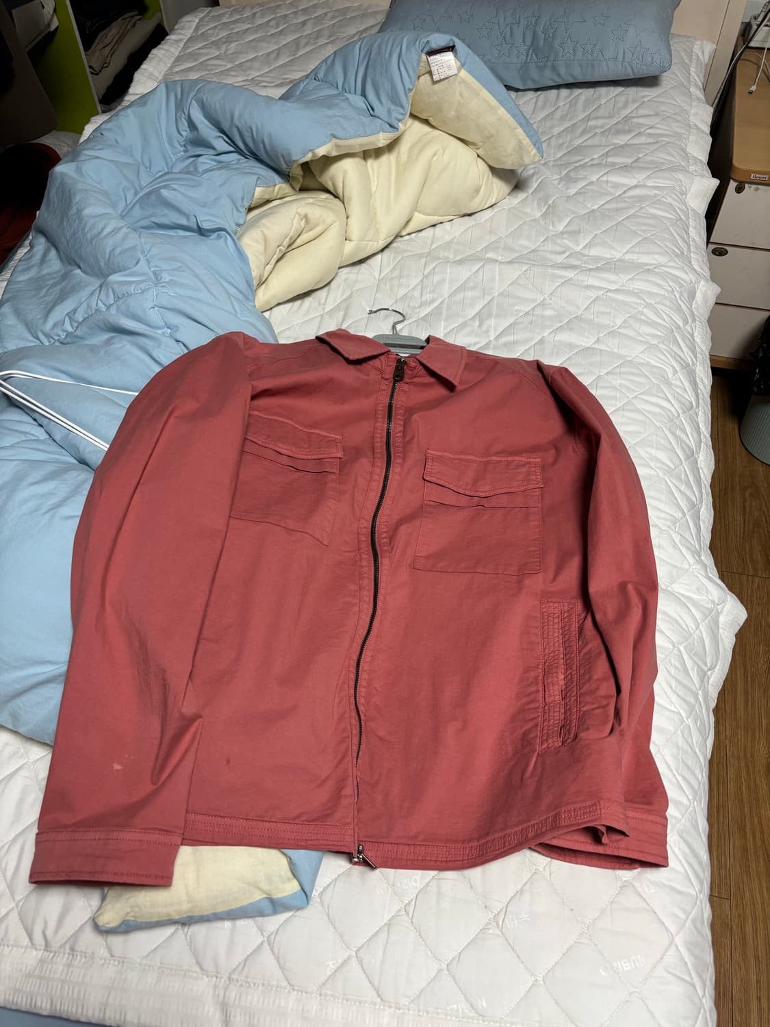 L) 일꼬르소 가먼트 다잉 투포켓 집업 셔켓 자켓 다크핑크 상품이미지2