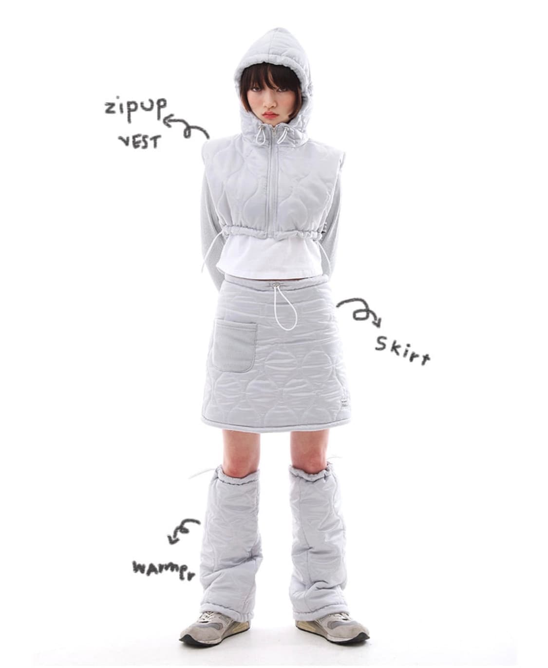 피스메이커 QUILTING SKIRT _ GREY 상품이미지2