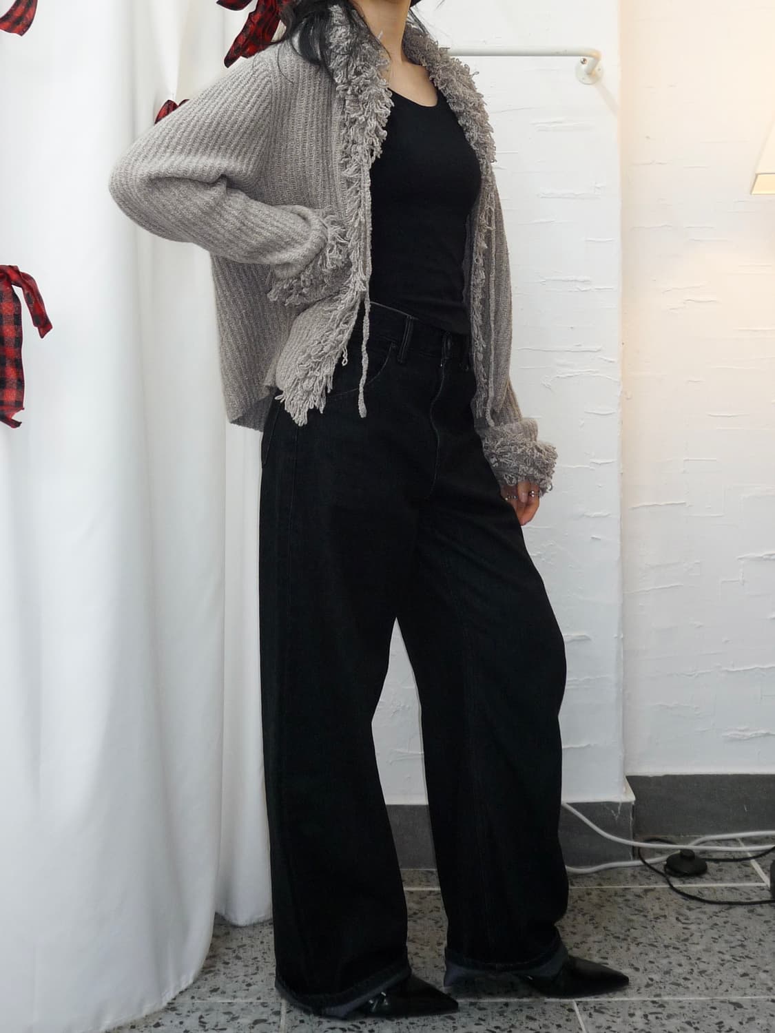 boho shag collar cardigan 상품이미지3