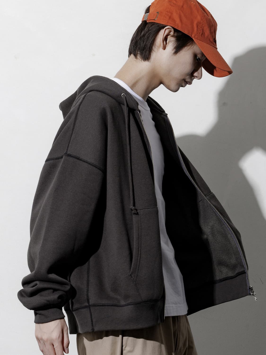 프릭스스토어 12온즈 오버핏 후드집업(차콜) 상품이미지2