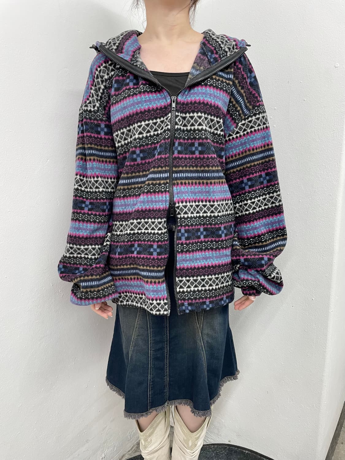 워싱 데님 절개 스커트 상품이미지2