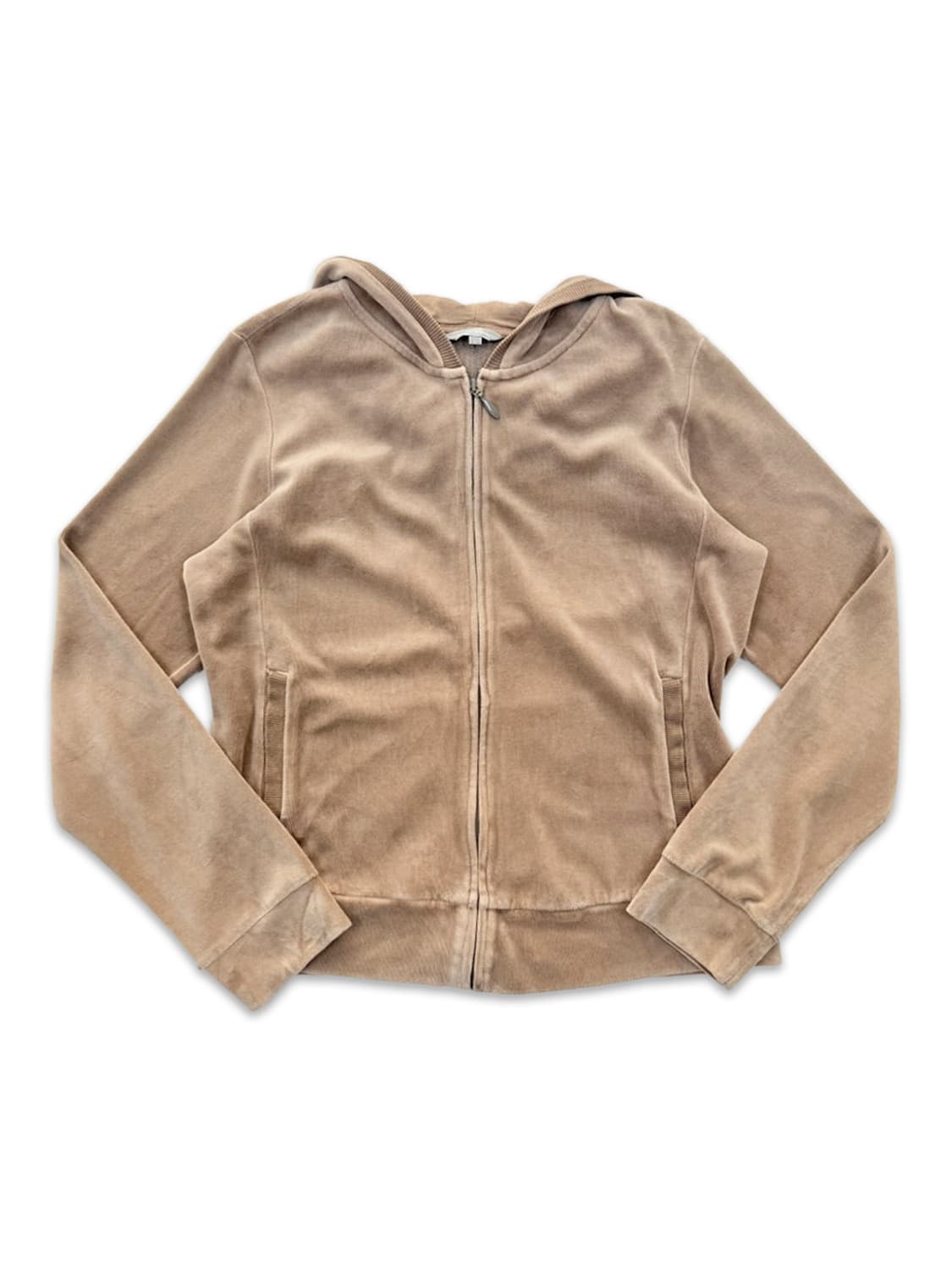 빈티지 크림 벨벳 후드집업 상품이미지1