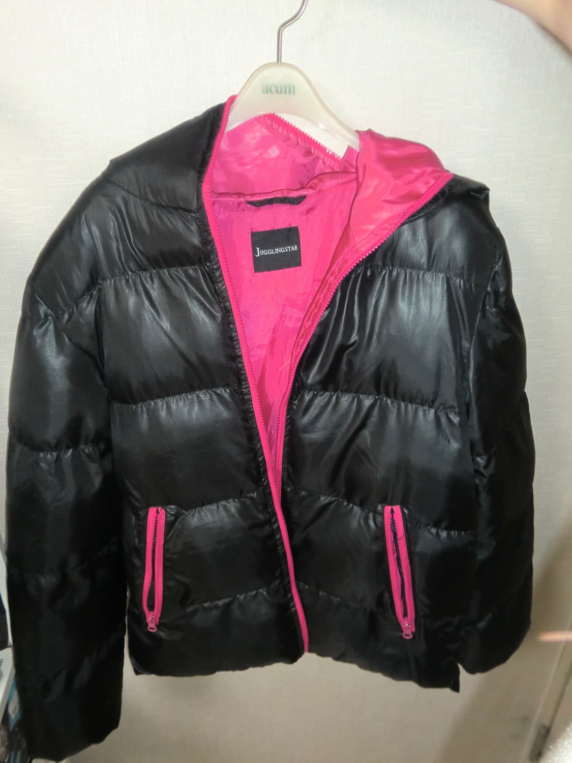 핑크블랙 숏패딩 빈티지 니혼진 펑크 러블리 상품이미지1