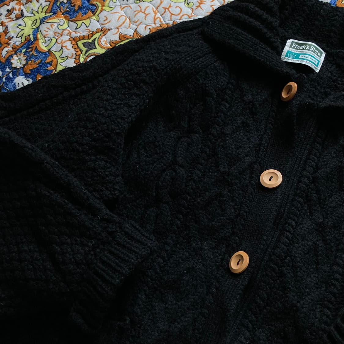 Freak's store 프릭스스토어 피셔맨 버튼 헤비 울 가디건 블랙 상품이미지3