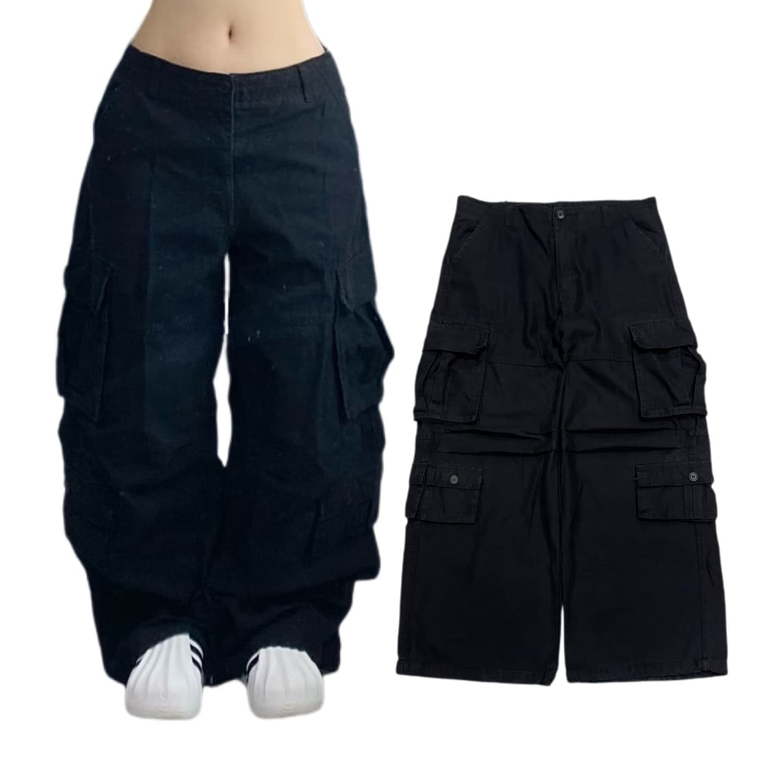 멀티포켓 Y2K 탄창 와이드 빈티지 블랙 카고팬츠 상품이미지1