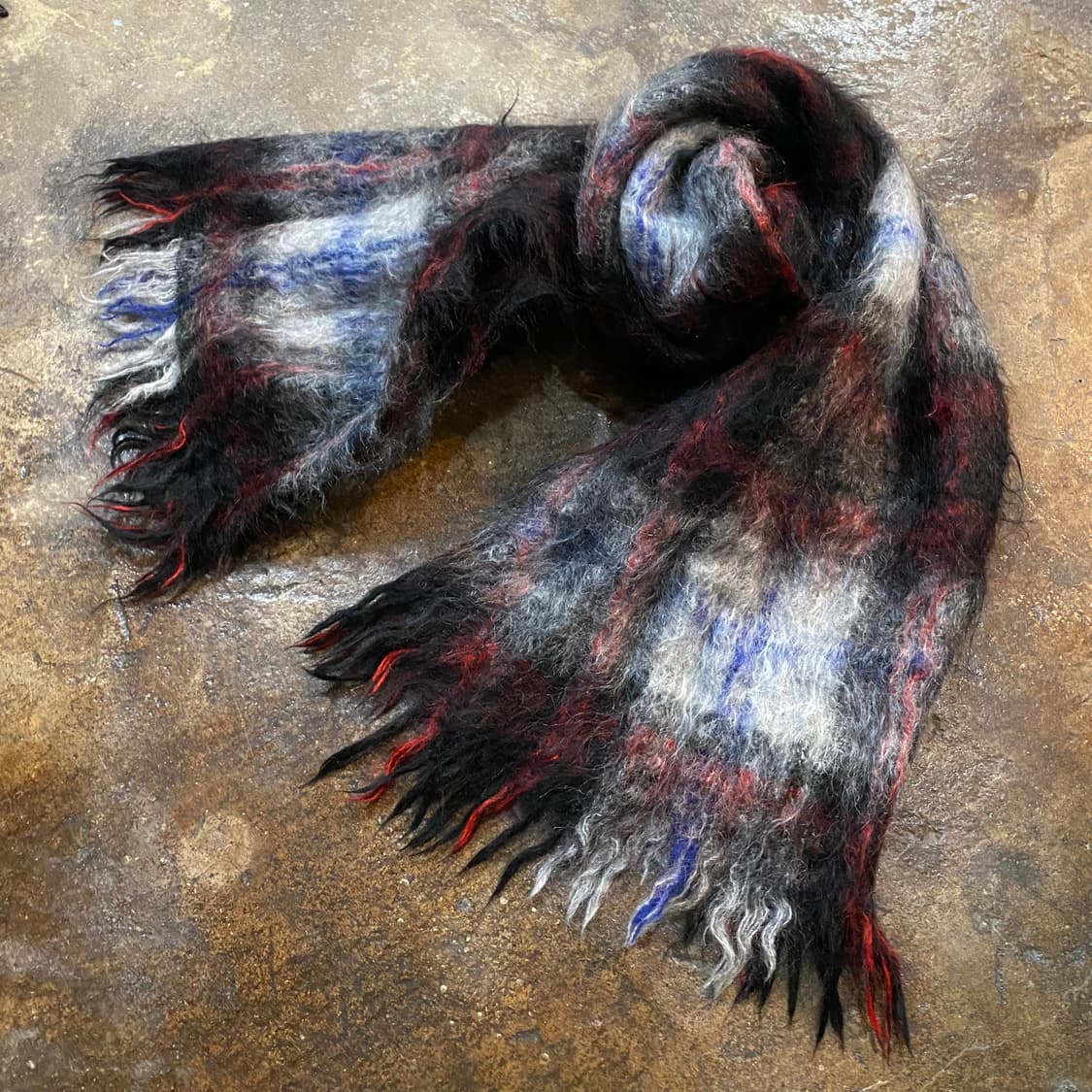 90s 꼼데가르송 7g 모헤어 체크 머플러 상품이미지1