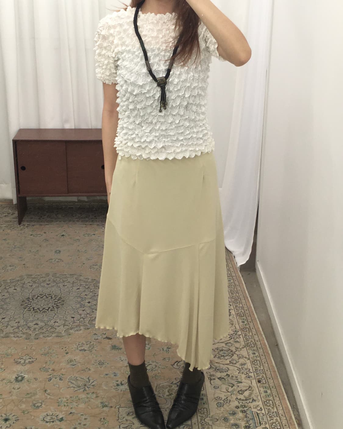 베이지 언발란스 롱 스커트 상품이미지2