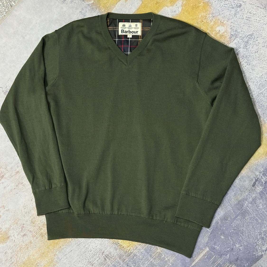 바버 메리노울 니트 카키 L 상품이미지1