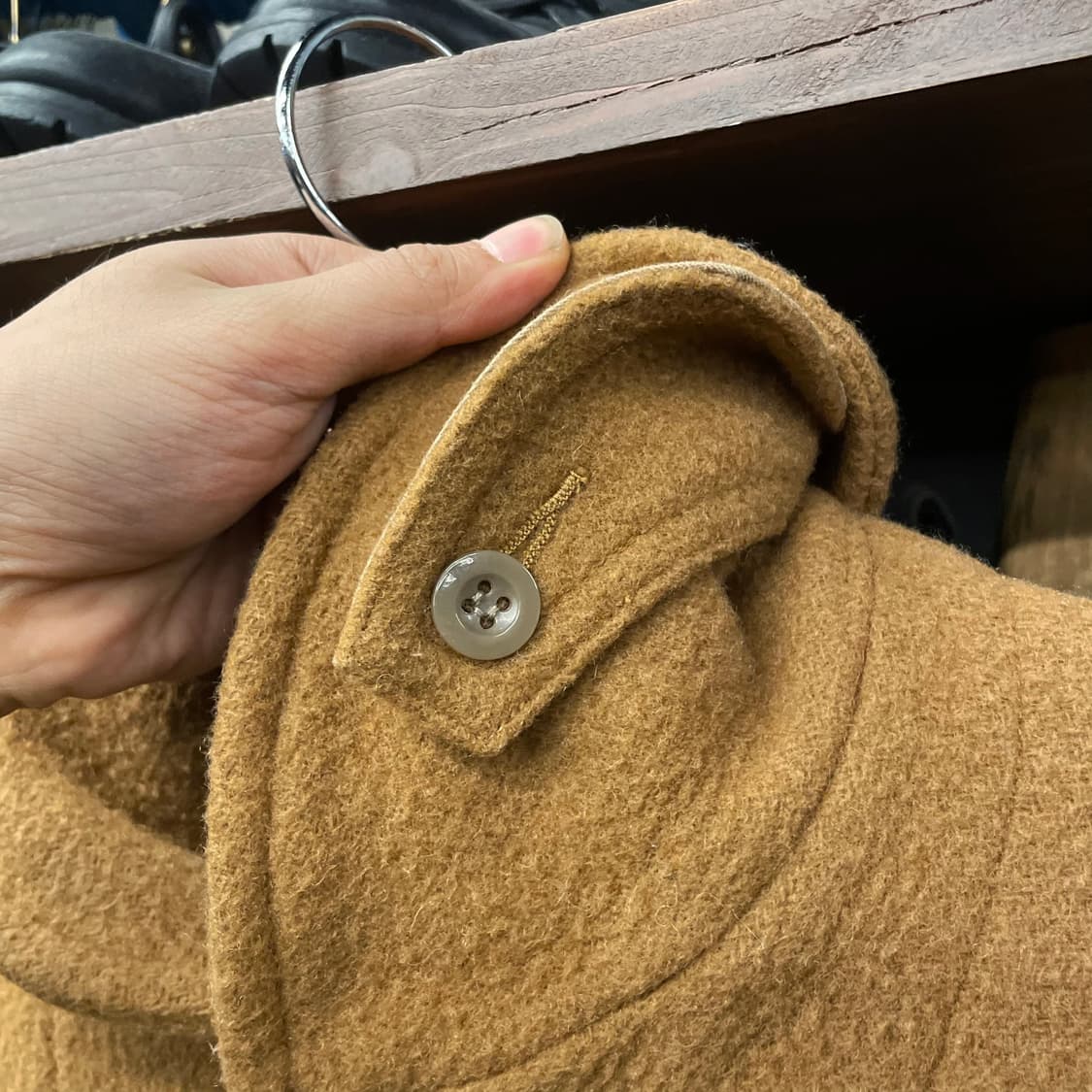 단톤 울 파일 싱글 라운드 카라 우먼 울 모직 자켓 N214 상품이미지7