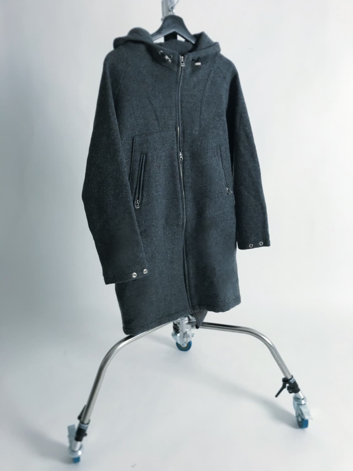 Eyelet point 2 way grey hooded coat 상품이미지2