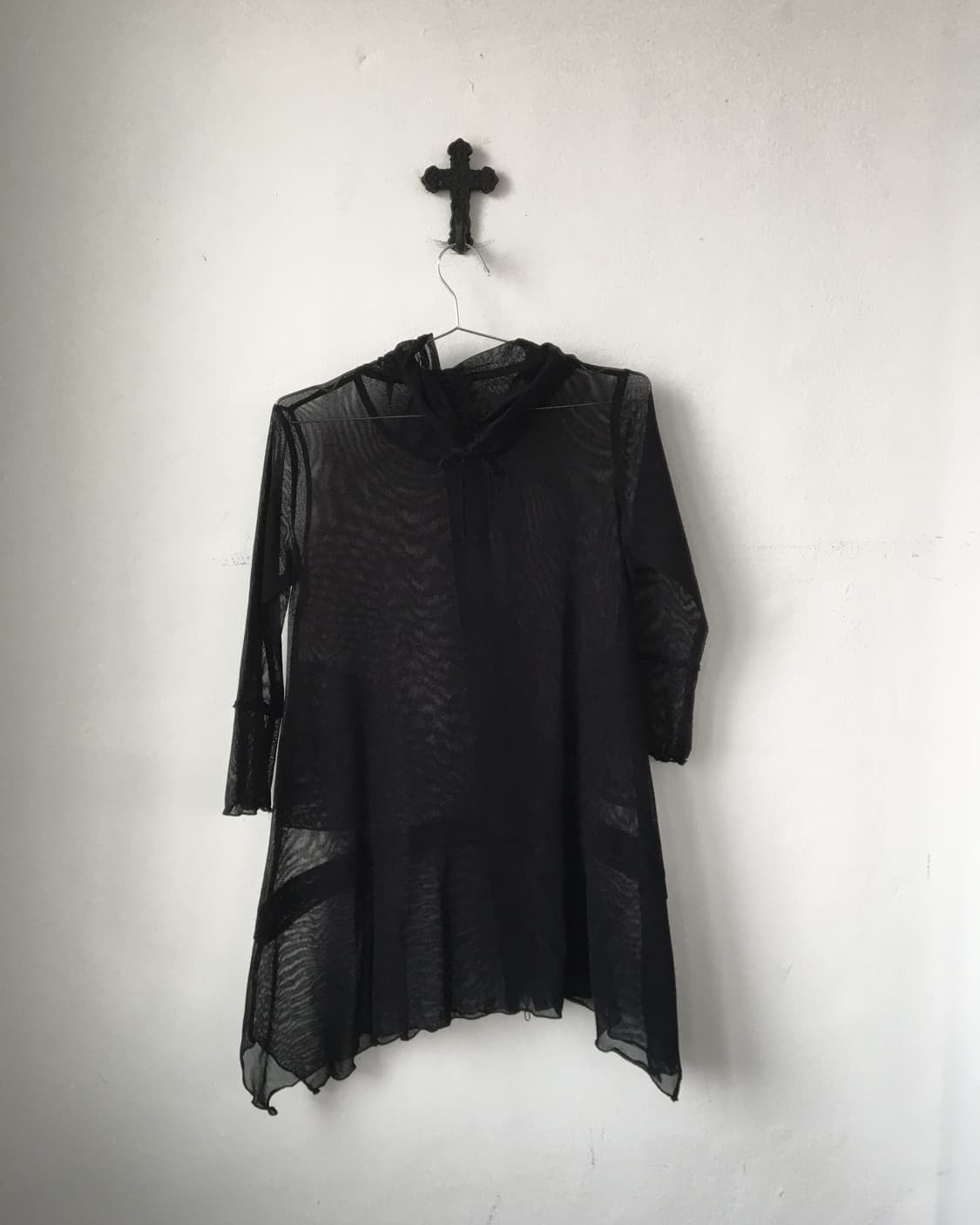 Unbalanced see through hood mesh zip up 상품이미지3