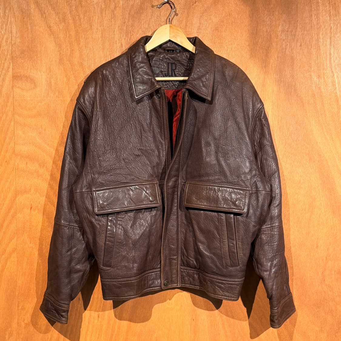 JR 빈티지 헤비 양가죽 A-2 레더 자켓 L 105 봄버 브라운 상품이미지2