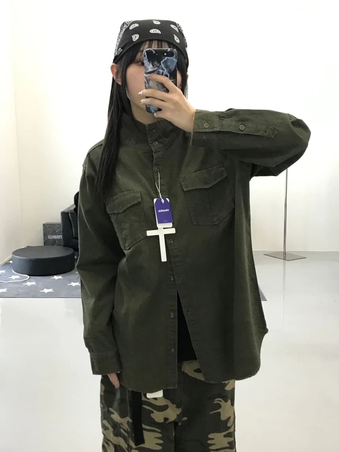 JPN 카키 셔츠 상품이미지3