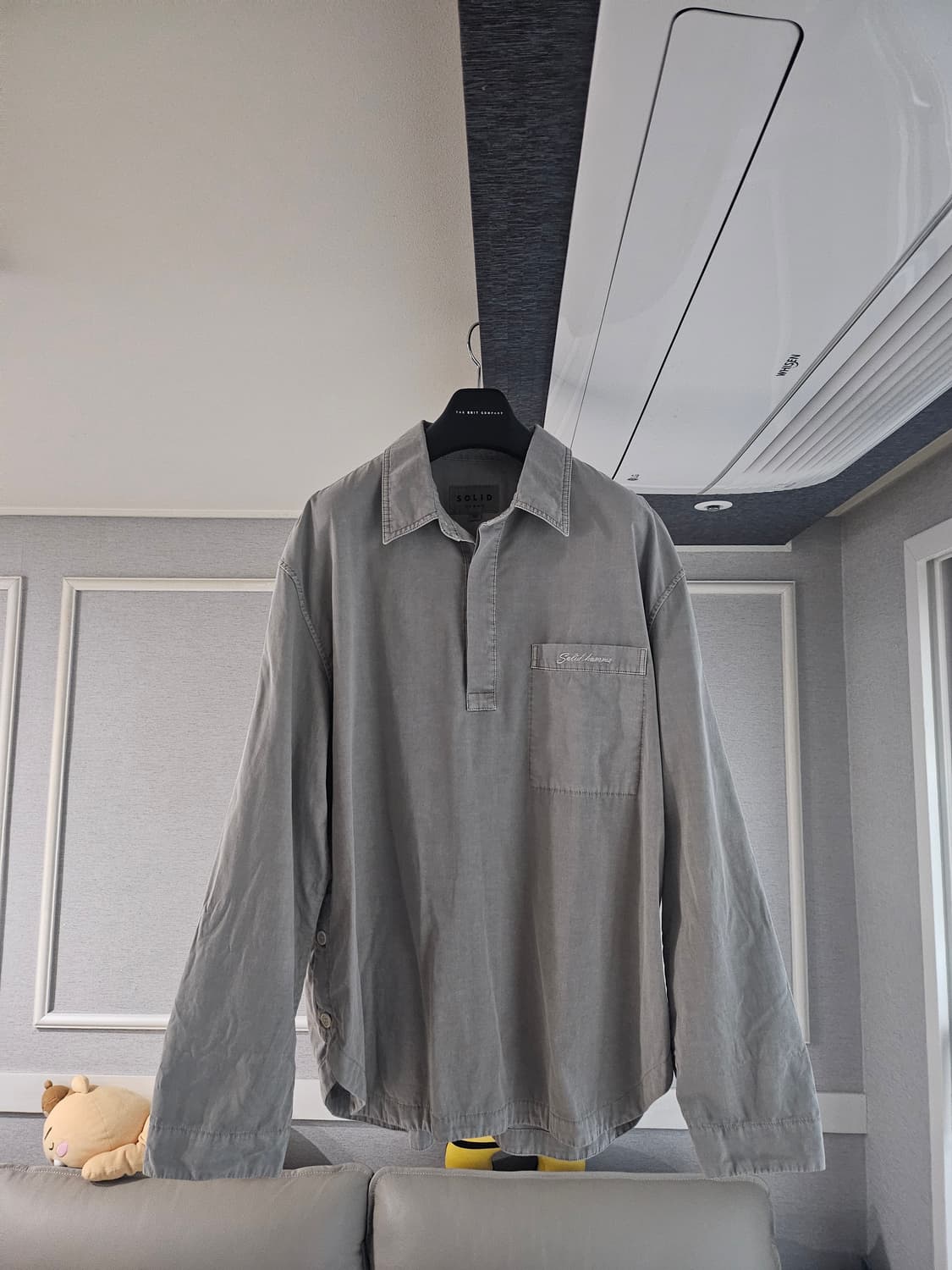 [거의 새것] 솔리드옴므 그레이 롱슬리브 셔츠 남방 50 상품이미지1