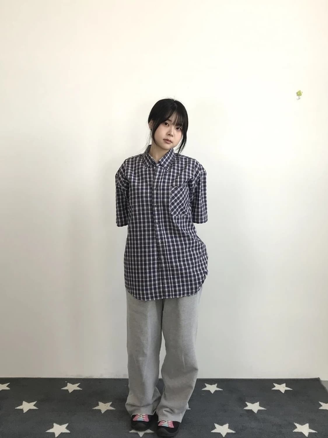 Rarity Check Short Sleeve Shirt Purple 상품이미지1