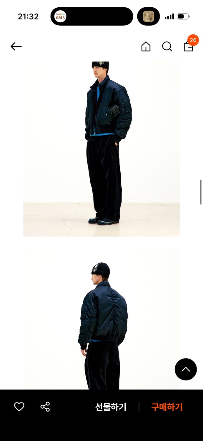 쿠어 스탠드 칼라 넥 다운 푸퍼 (블랙) XL ‼️급처‼️ 상품이미지3