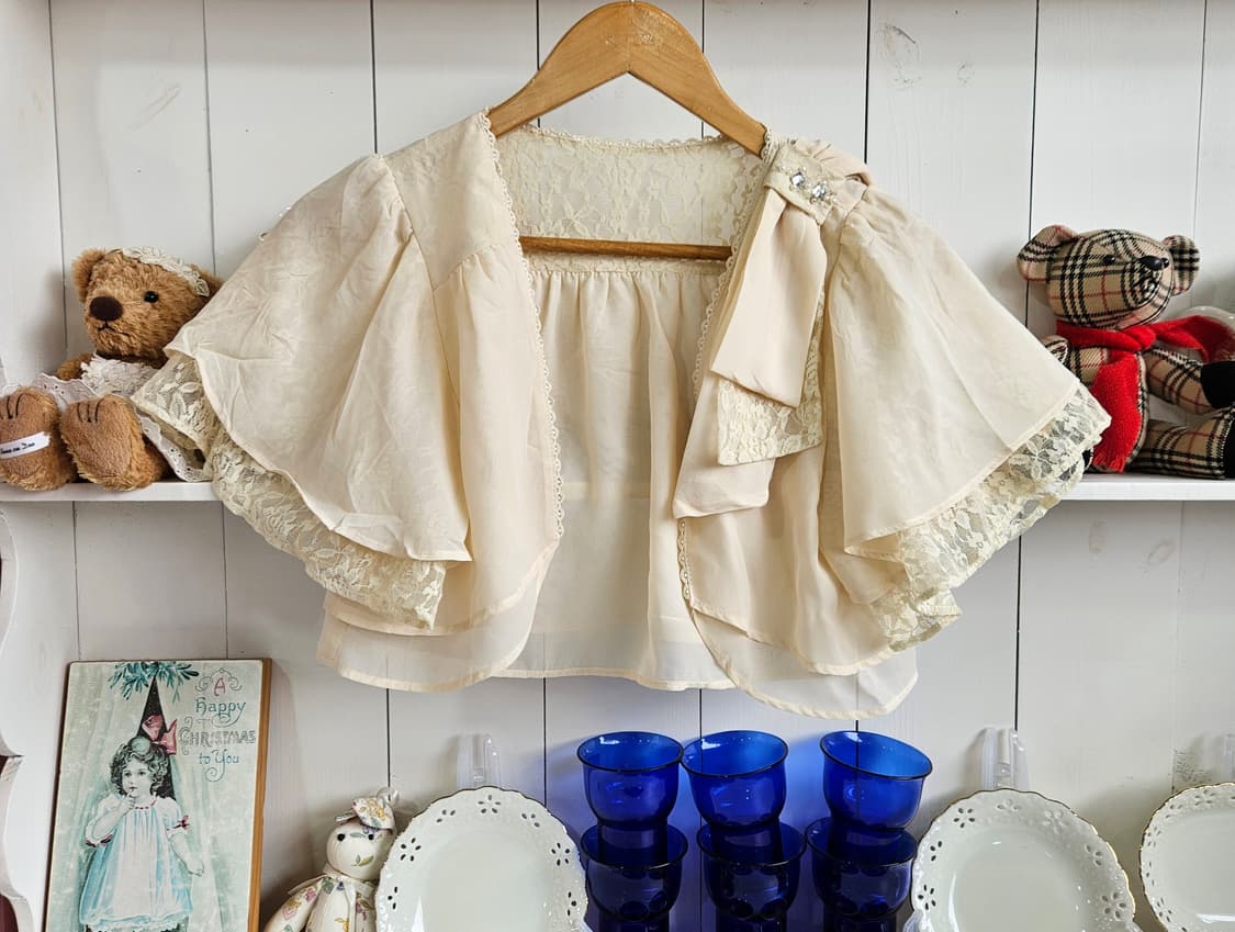 엑시즈팜(Axes Femme) 레이스 쉬폰 리본 볼레로 상품이미지1