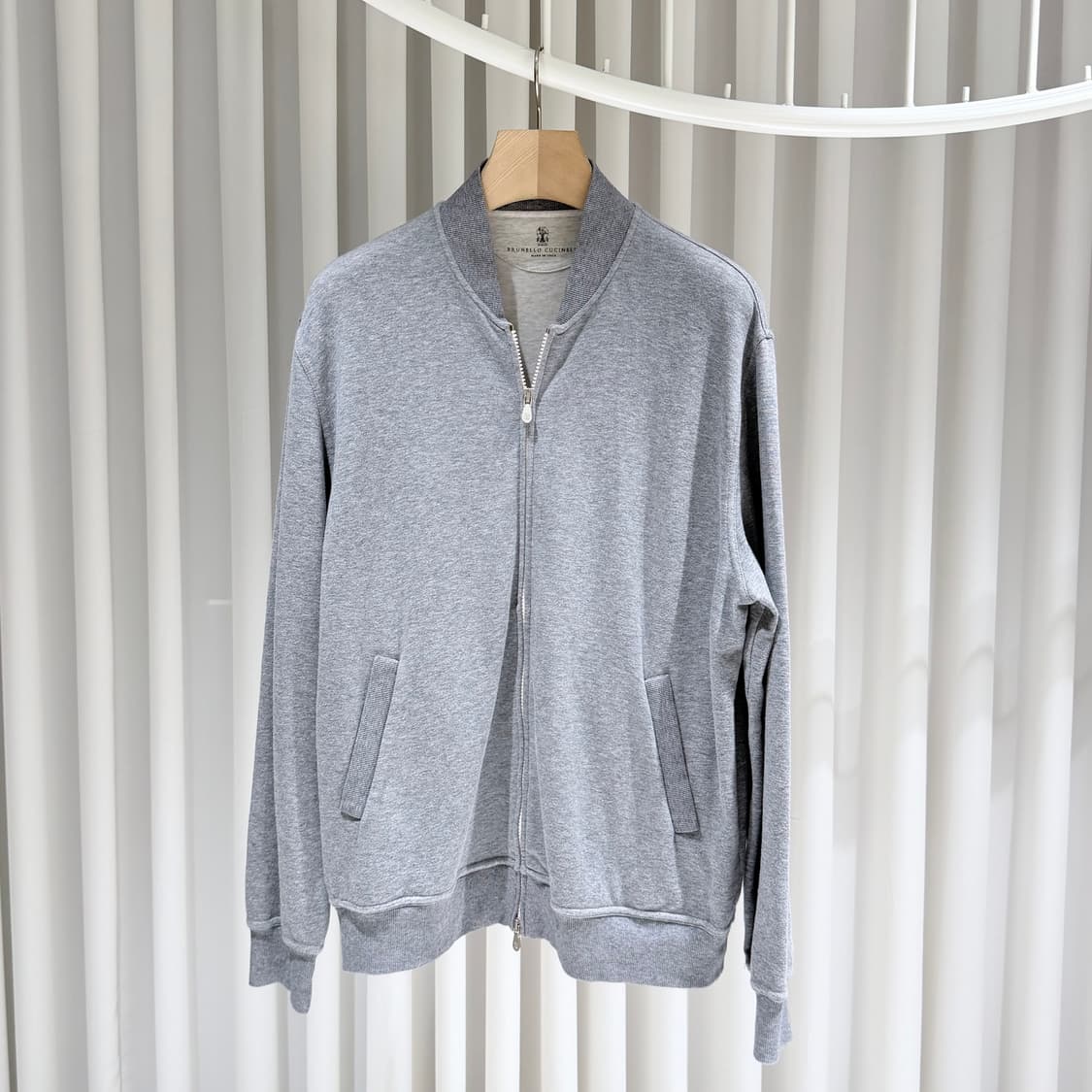 L / 브루넬로 쿠치넬리 그레이 코튼 집업 자켓 상품이미지1