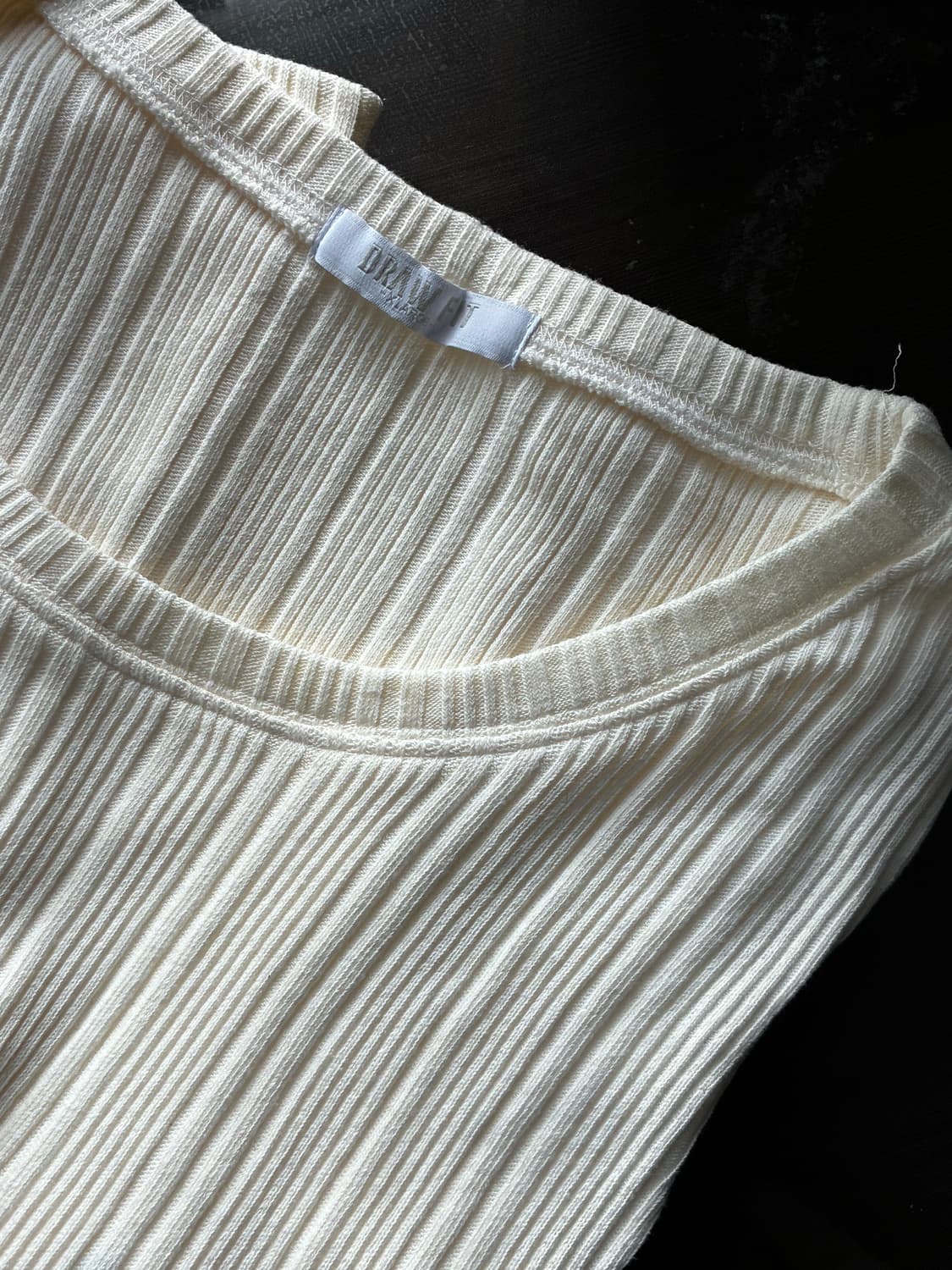 (XL)드로우핏 만재 콜라보 리브드 라운드 하프 티셔츠 IVORY 반팔 상품이미지10