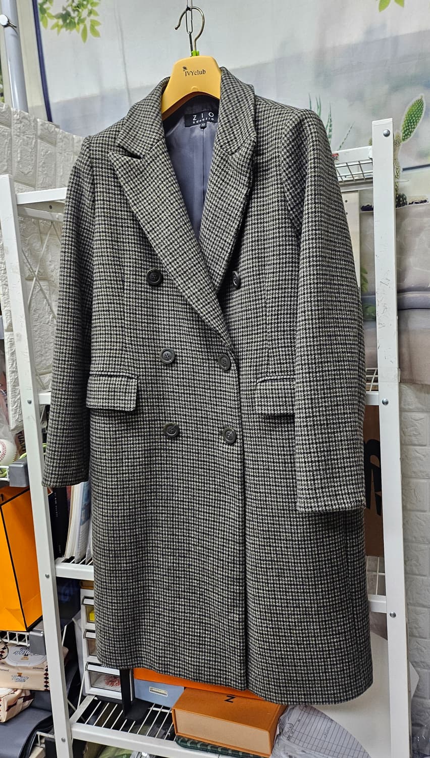 지오송지오 여성 체크 롱코트 66~슬림77 더블코트 AD35 상품이미지2