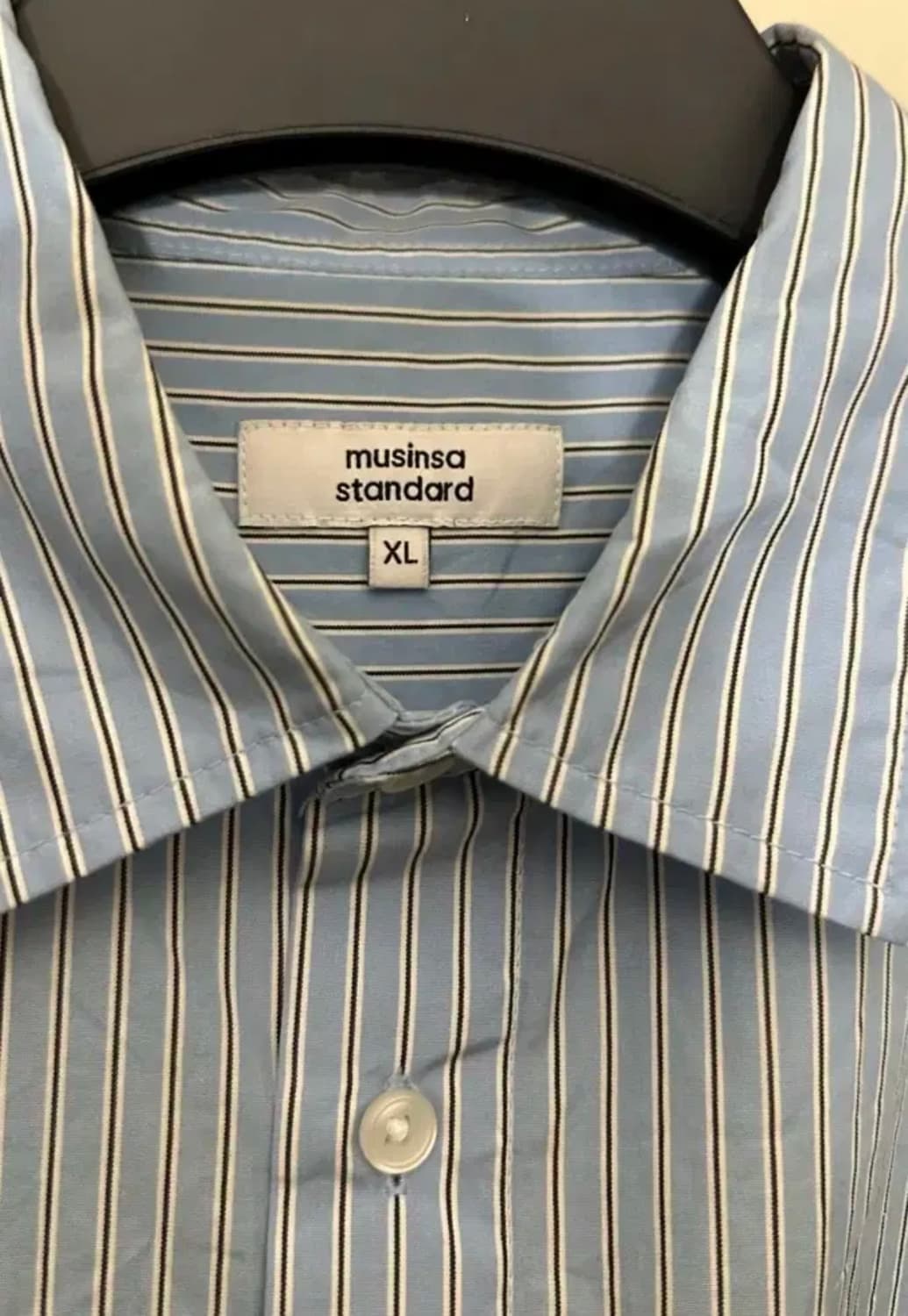 무탠다드 스트라이프 오버사이즈 포플린 셔츠 블루 스트라이프 XL 상품이미지3