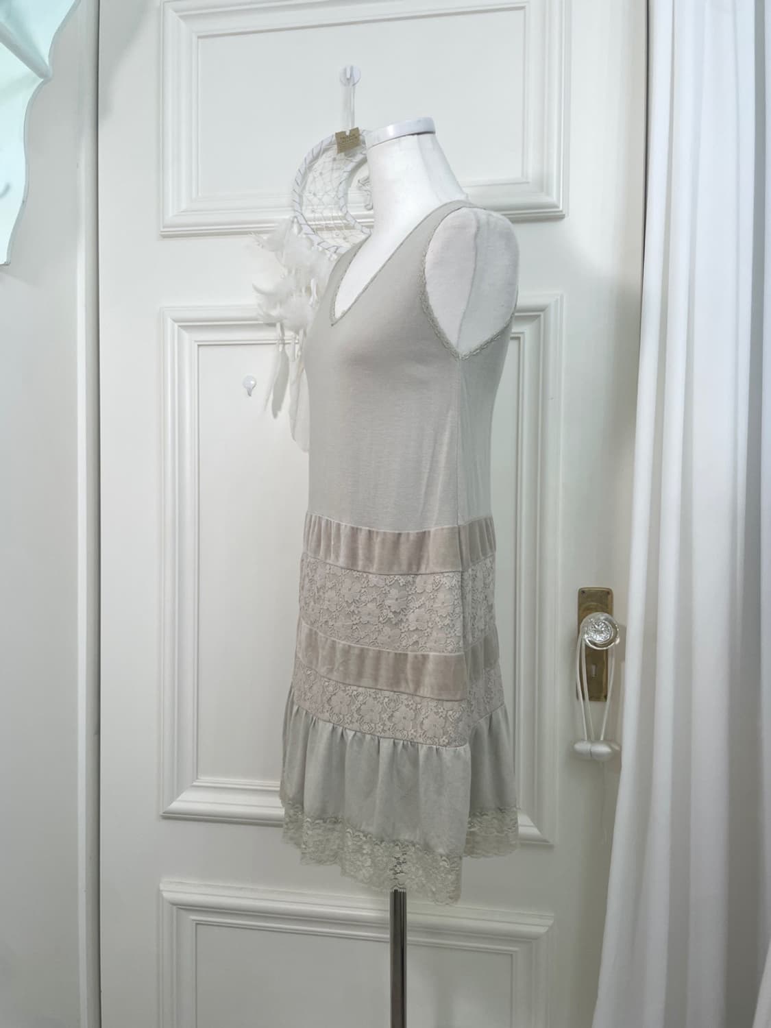 khaki crochet point pearl button cardiga 상품이미지8