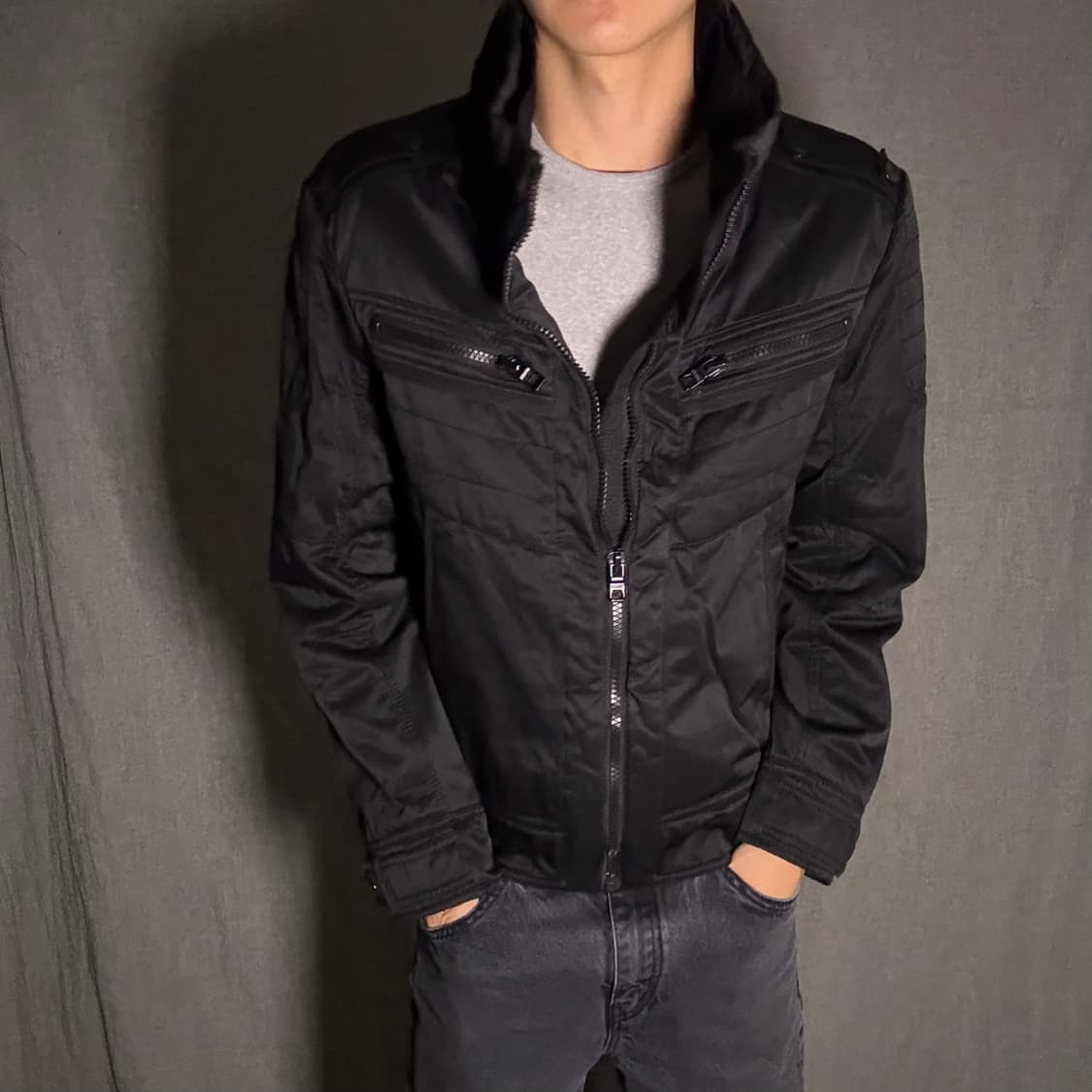 y2k 바이커 자켓 블랙 105 상품이미지4