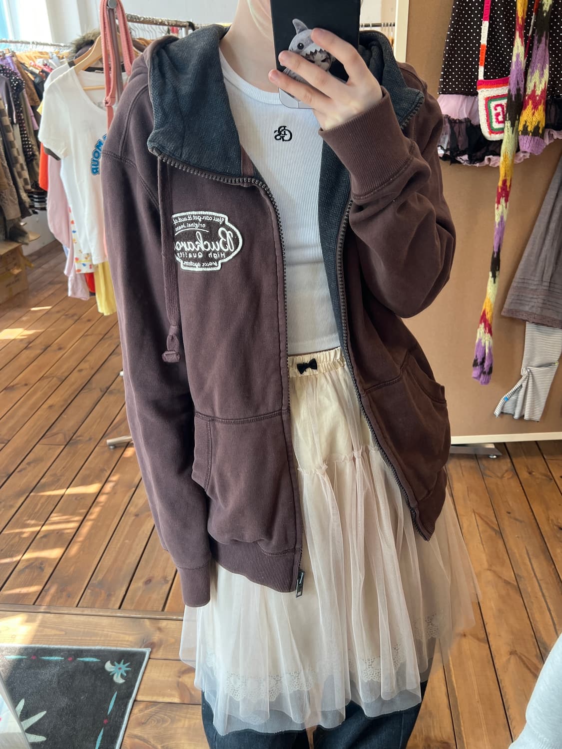 버카루 브라운 로고 후드집업 상품이미지6