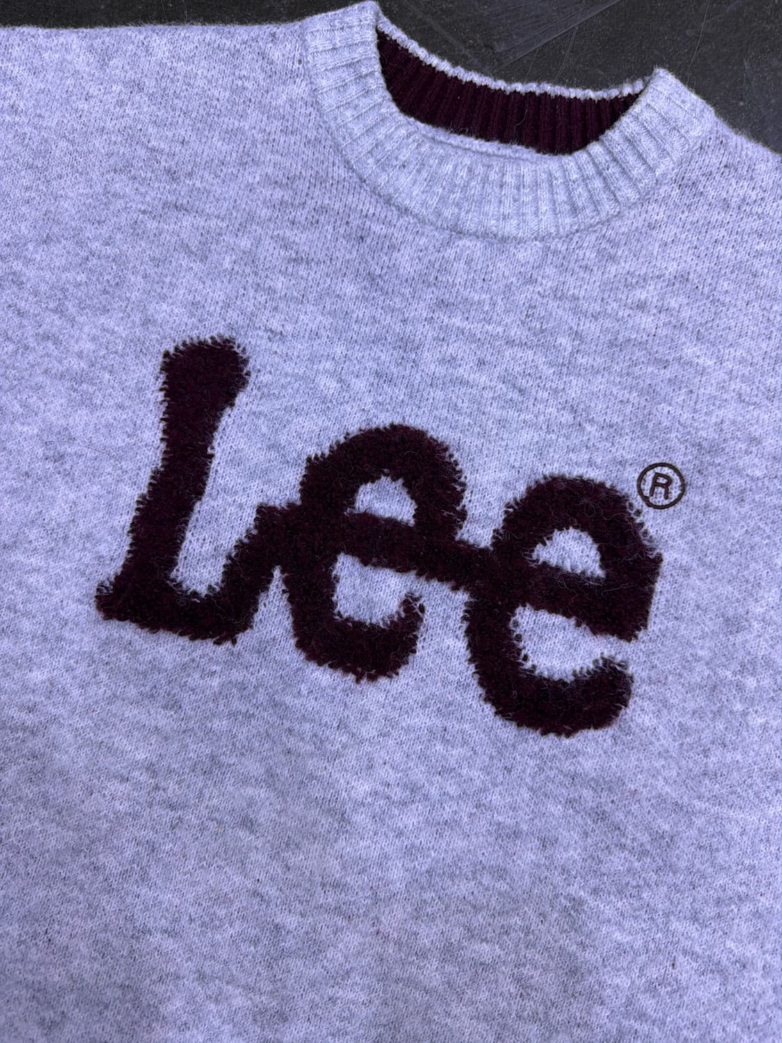 Lee 리 부클 버건디 로고 니트 스웨터 그레이 릴렉스핏 L 상품이미지3