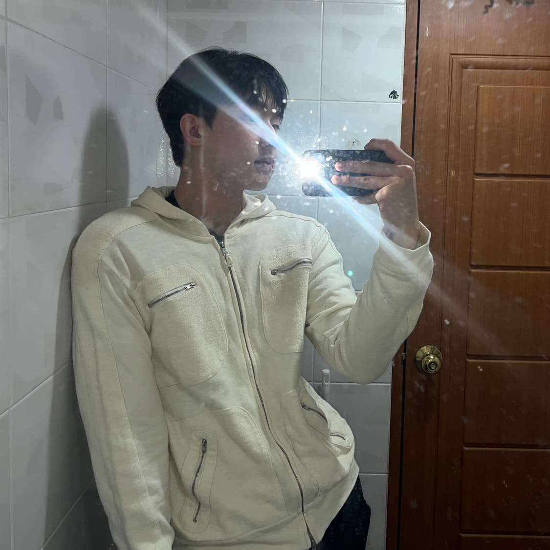 아르마니 익스체인지 멀티포켓 후드집업 아이보리 상품이미지2