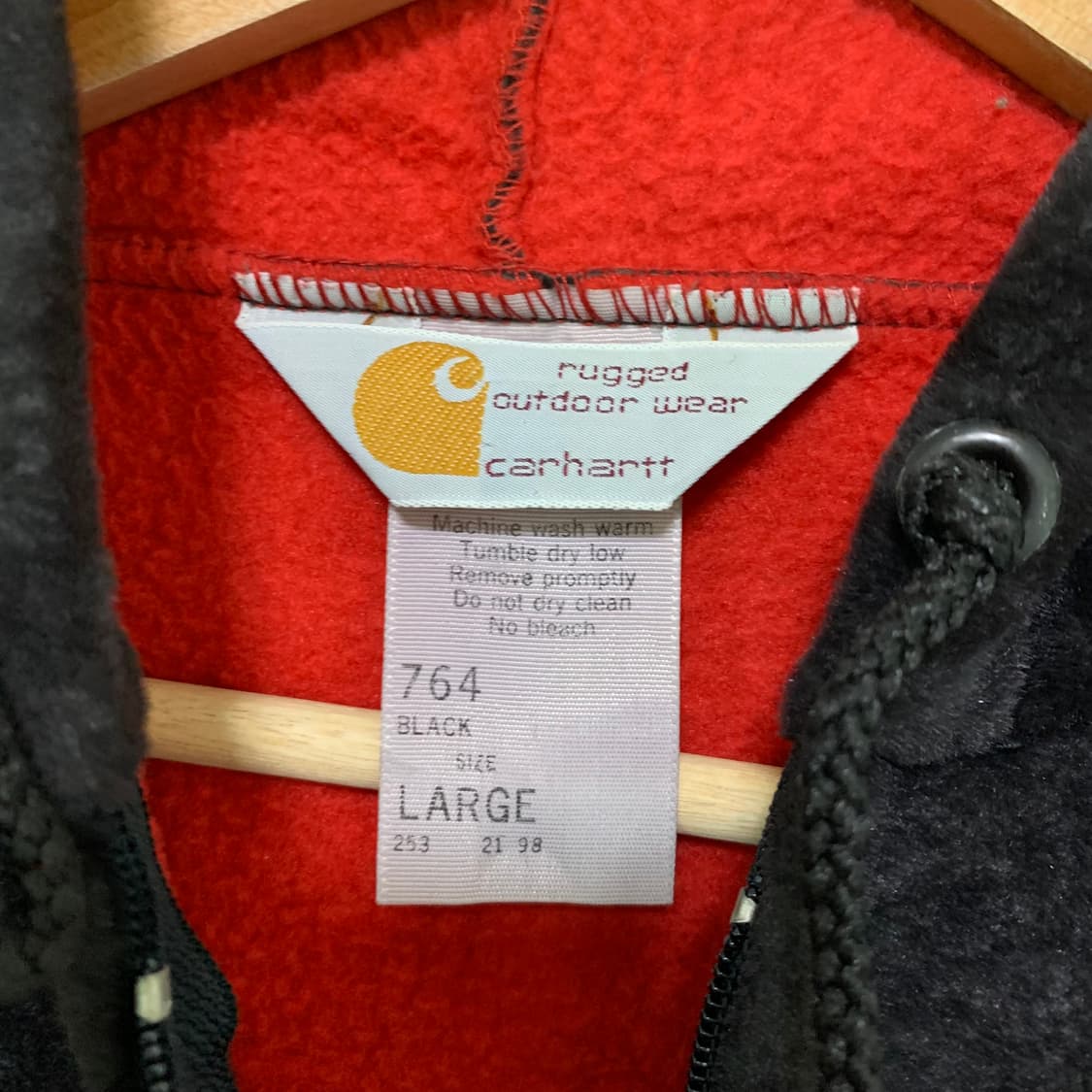 칼하트 블랙 벨벳 후드 집업 빈티지 L 남녀공용 00s 상품이미지8