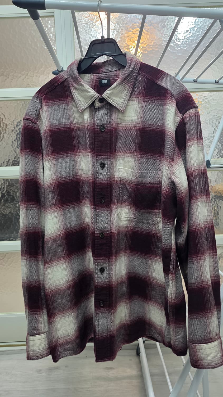 유니클로 플란넬 체크셔츠 L사이즈 레드 상품이미지1