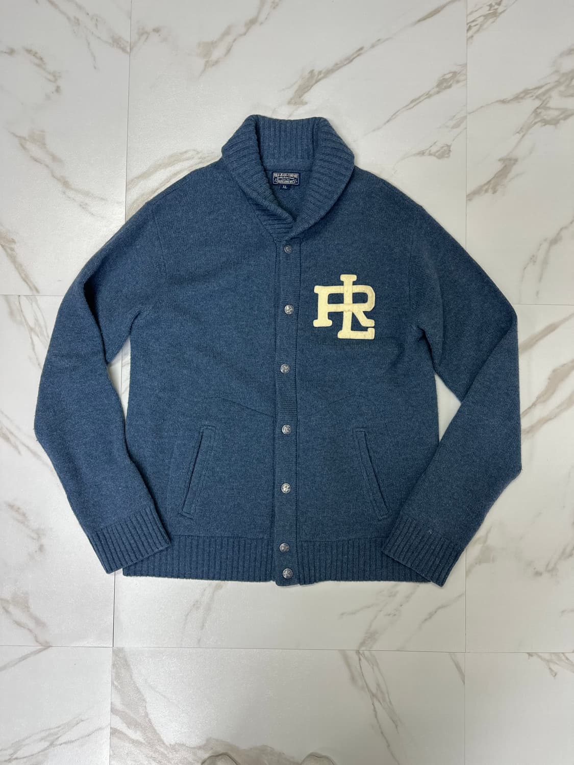 (XL)폴로 폴로진스 R패치 레터맨 숄카라 가디건 딥블루 상품이미지1
