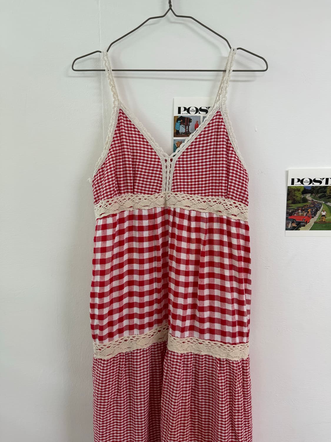 Japan check crochet onepiece 체크원피스  상품이미지3